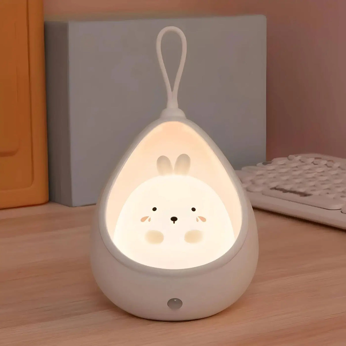 Veilleuse lapin en ABS et silicone souple, lumière chaude