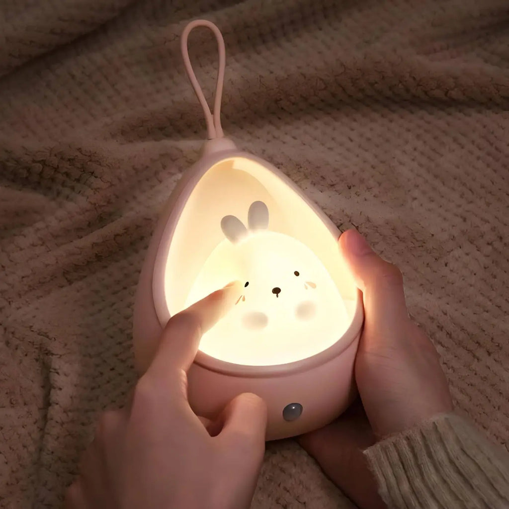 Veilleuse lapin en ABS et silicone souple, lumière chaude
