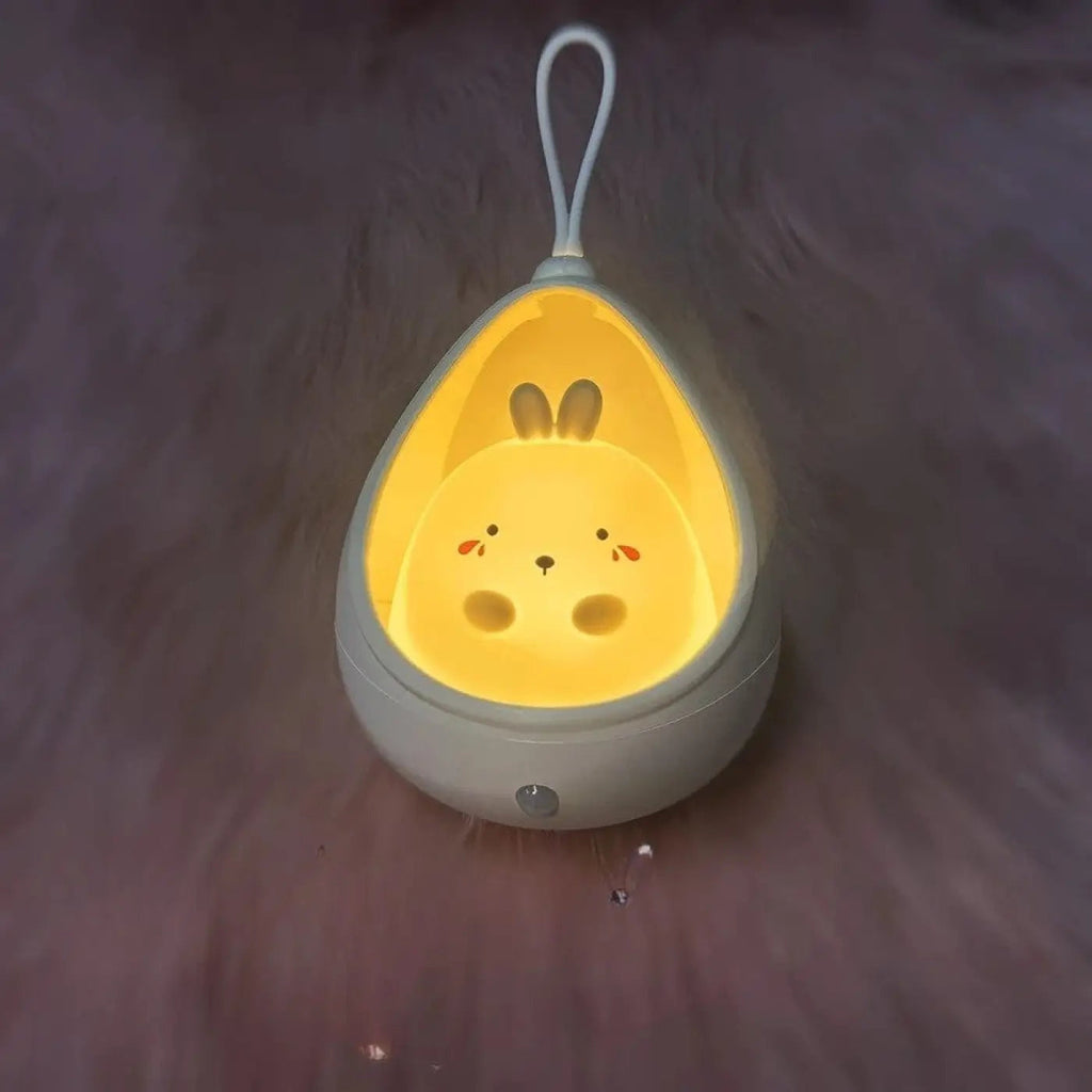 Veilleuse lapin en ABS et silicone souple, lumière chaude