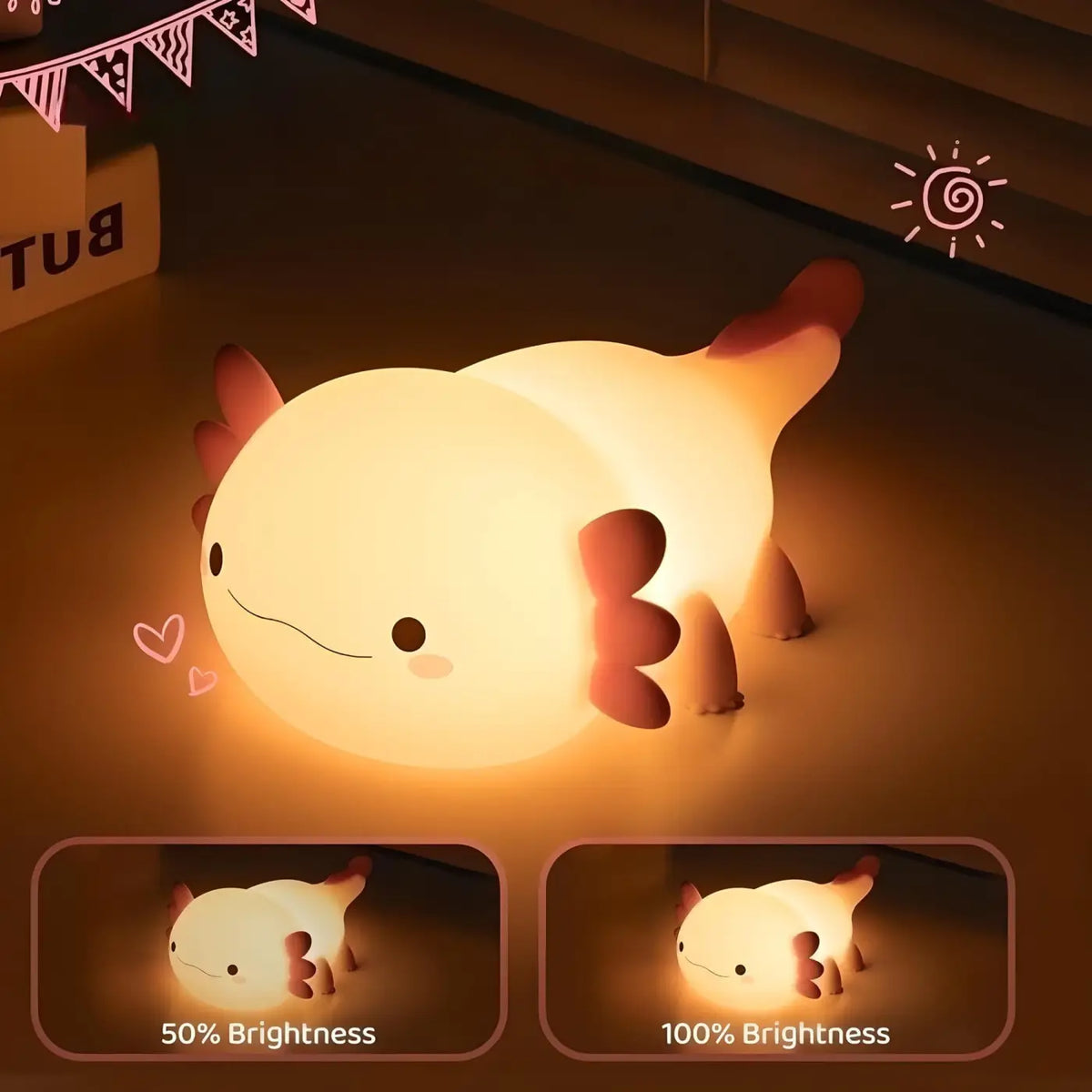 Veilleuse axolotl en silicone souple pour chambre d'enfant