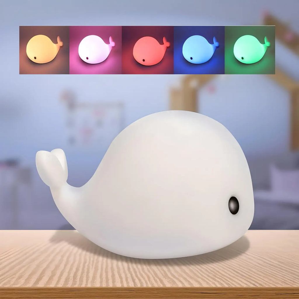 Veilleuse baleine en silicone, plusieurs couleurs de lumière