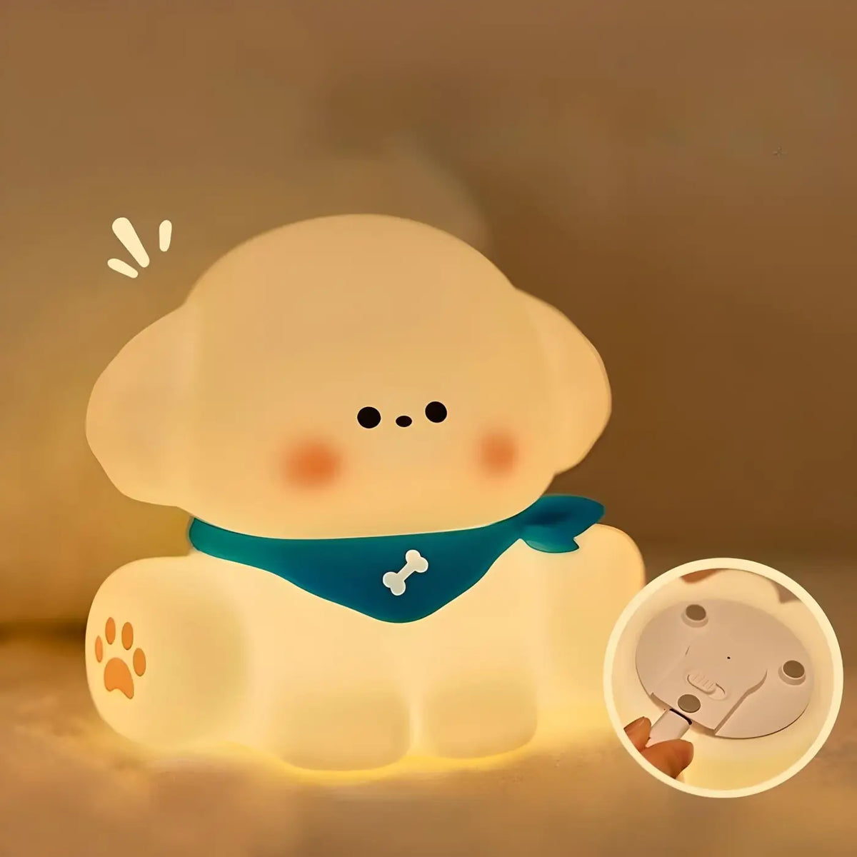 Veilleuse petit animal en silicone, tactile, minuteur 30 minutes