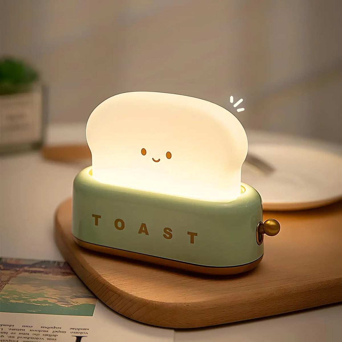 Veilleuse tranche de pain grillé, lumière chaleureuse