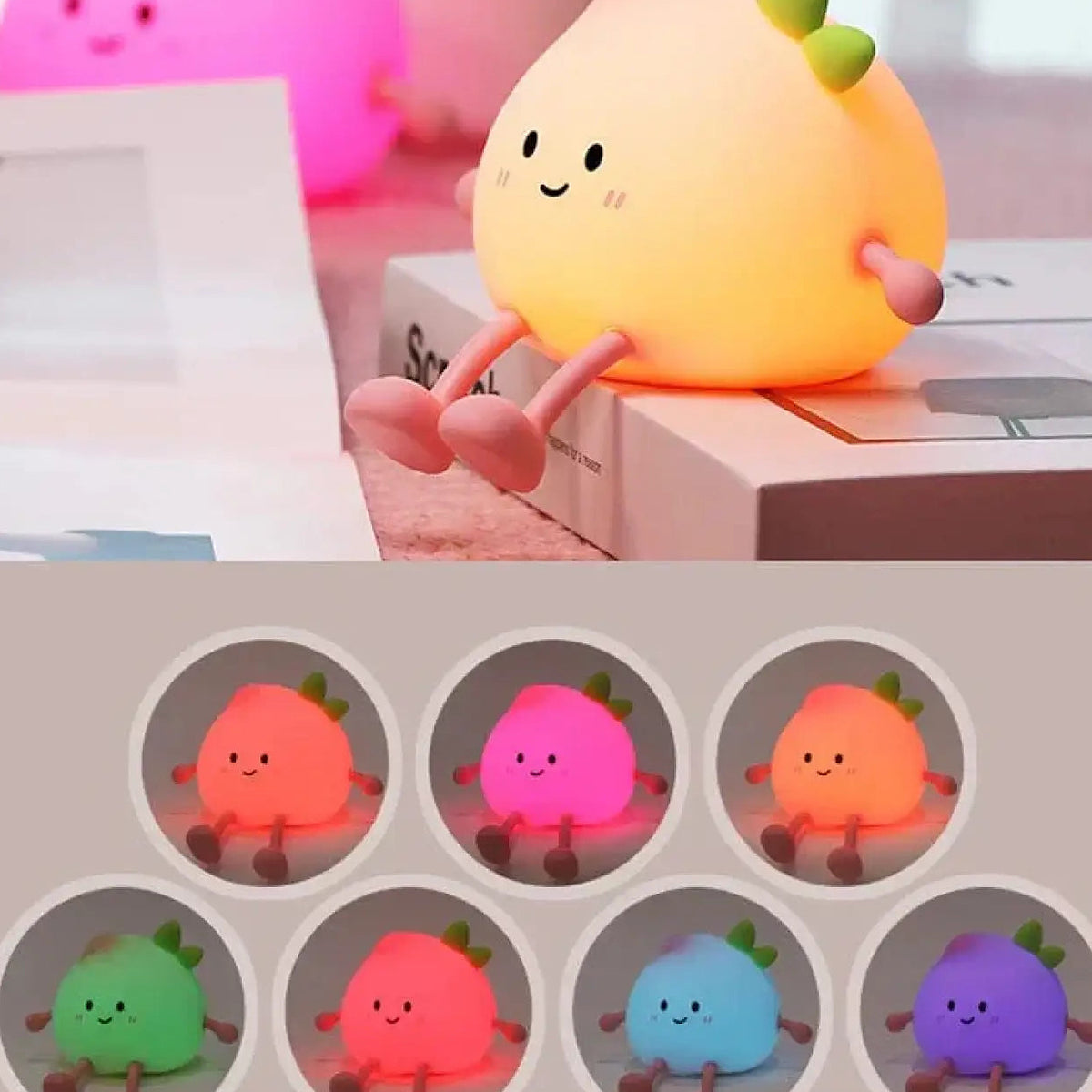 Veilleuse fruit en silicone, jeux de couleurs, enfant ou adulte