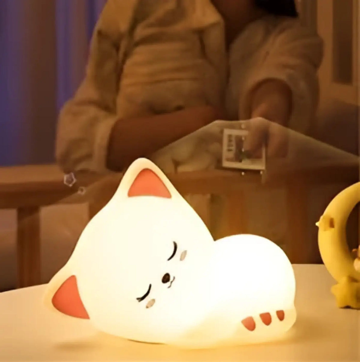Veilleuse chat à lumière douce pour chambre
