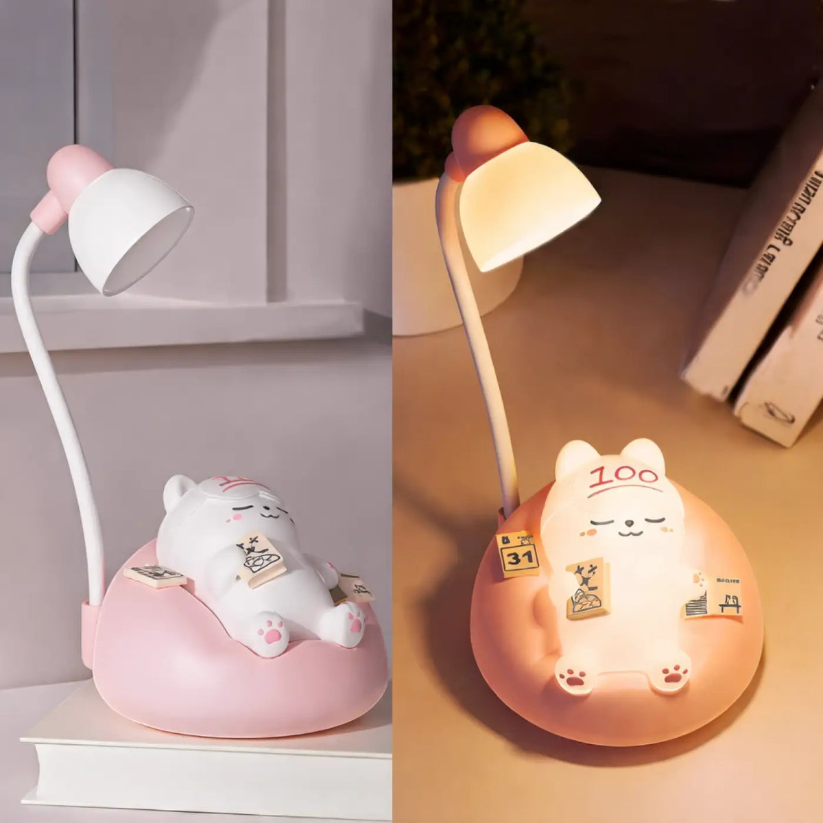 Veilleuse chat décorative, blanche ou rose