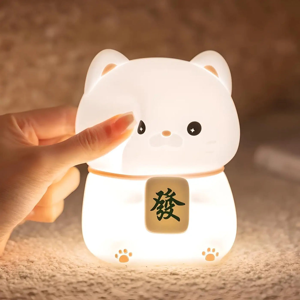 Veilleuse chat tactile en silicone, trois intensités et minuterie