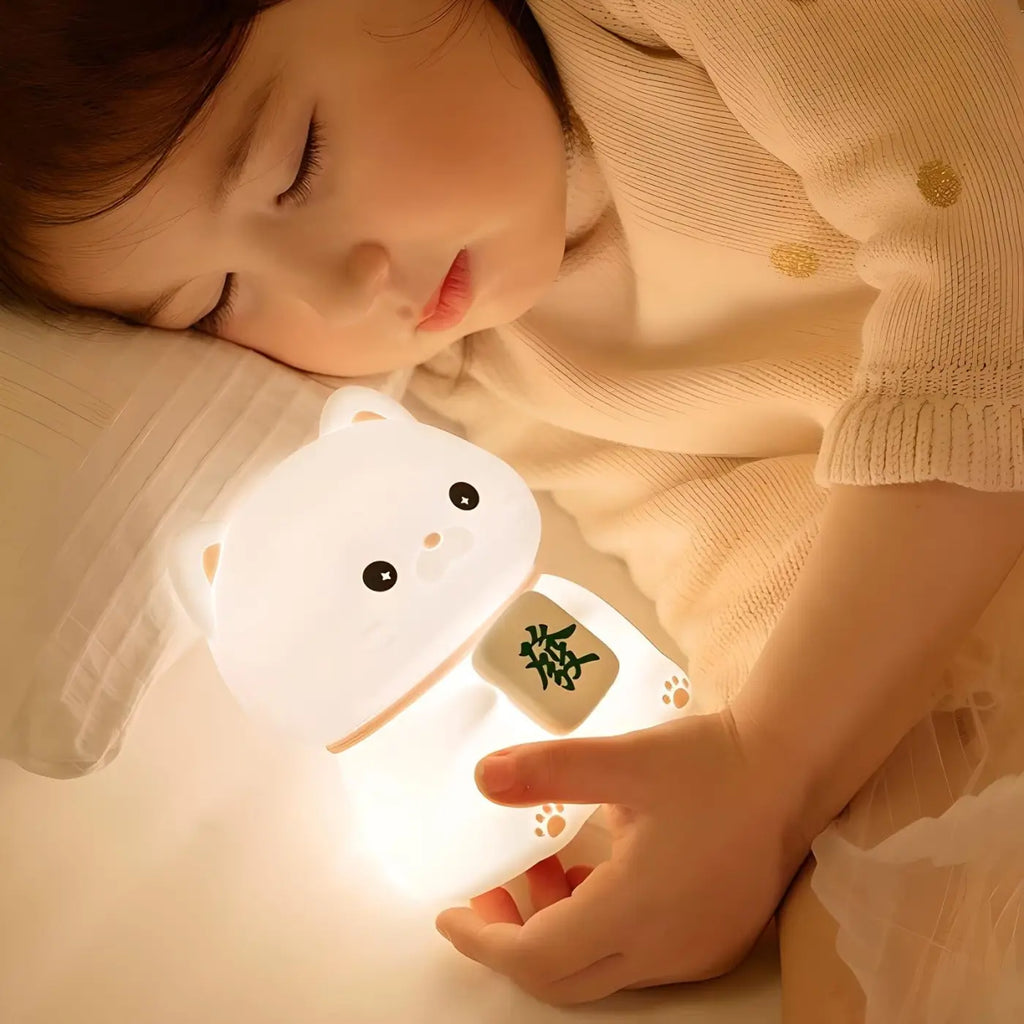 Veilleuse chat tactile en silicone, trois intensités et minuterie