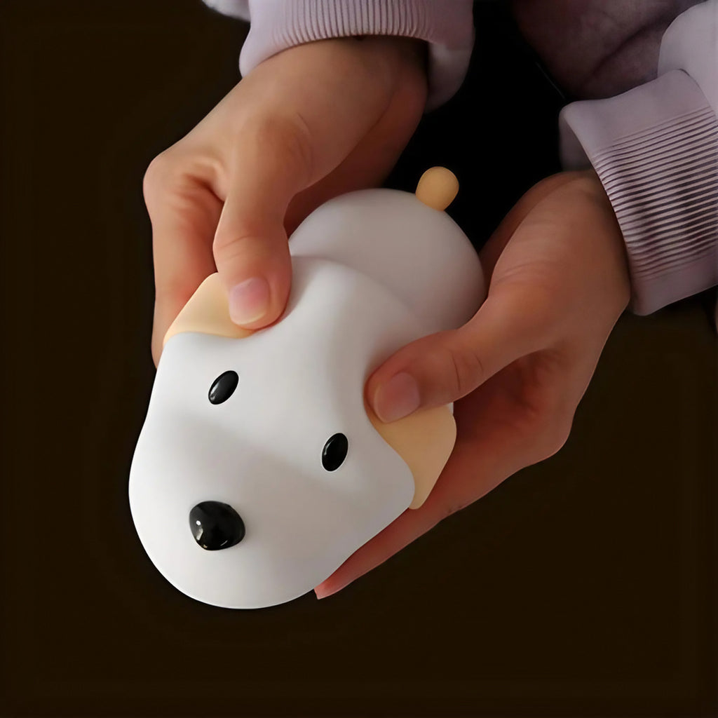 Veilleuse petit chien aux formes arrondies, style minimaliste