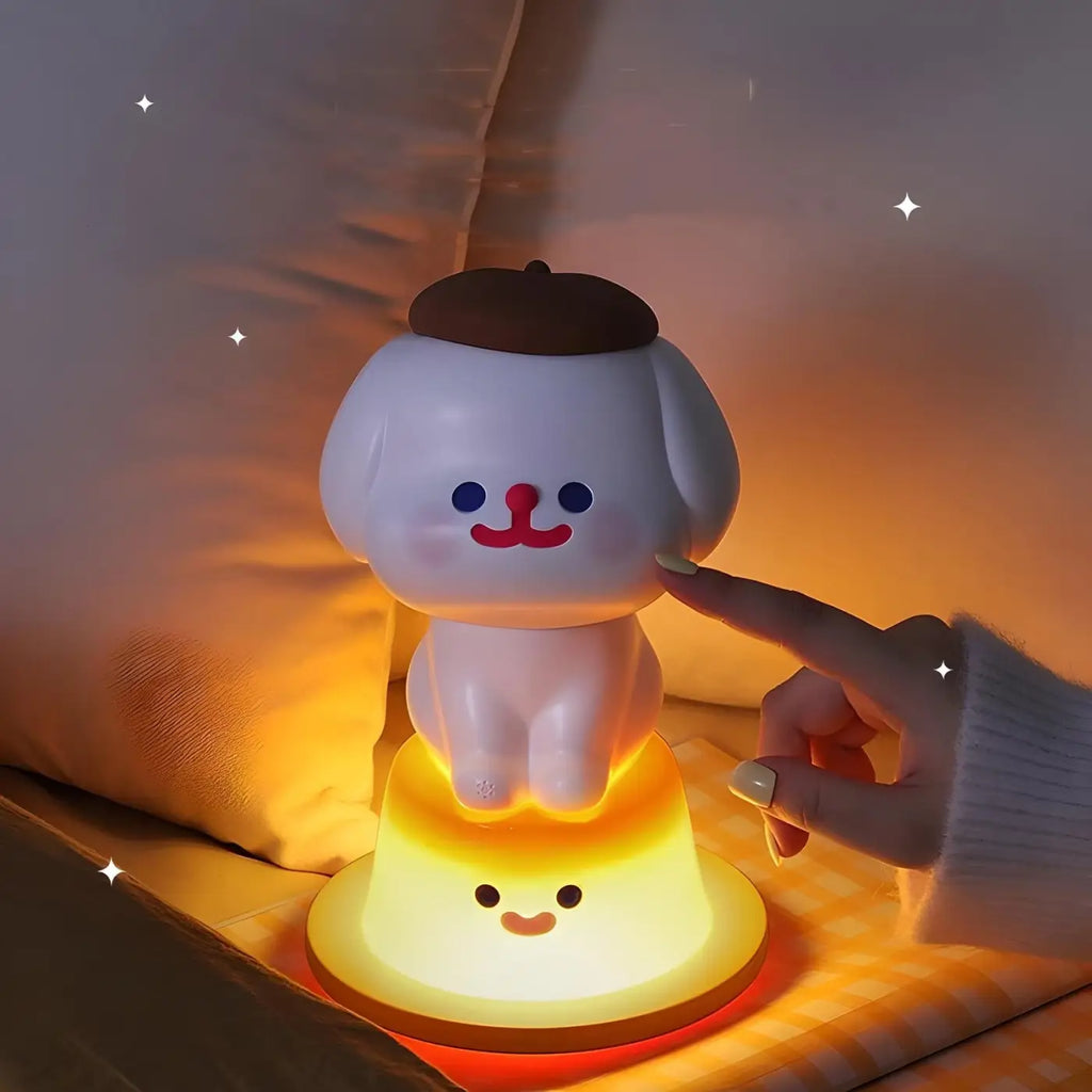 Veilleuse petit chien aux formes rondes, lumière et musique