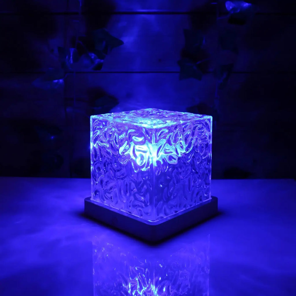 Veilleuse cube en relief, reflets ondulants et couleurs au choix