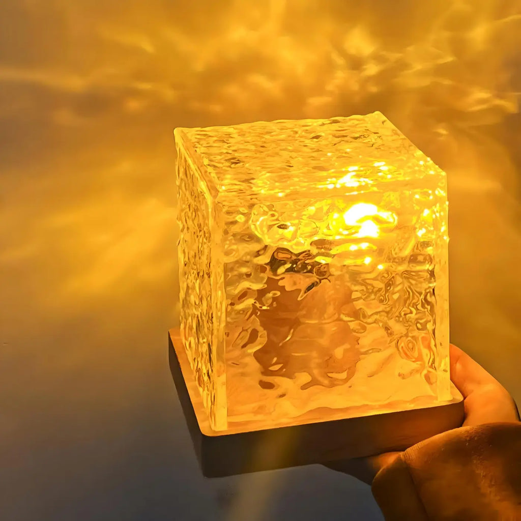 Veilleuse cube en relief, reflets ondulants et couleurs au choix