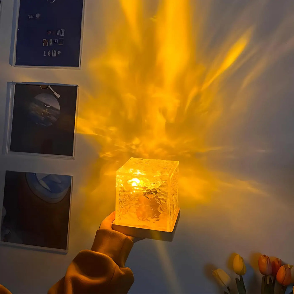 Veilleuse cube en relief, reflets ondulants et couleurs au choix