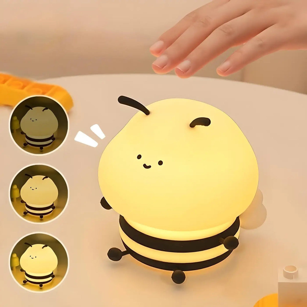 Veilleuse abeille aux formes arrondies, chambre d'enfant