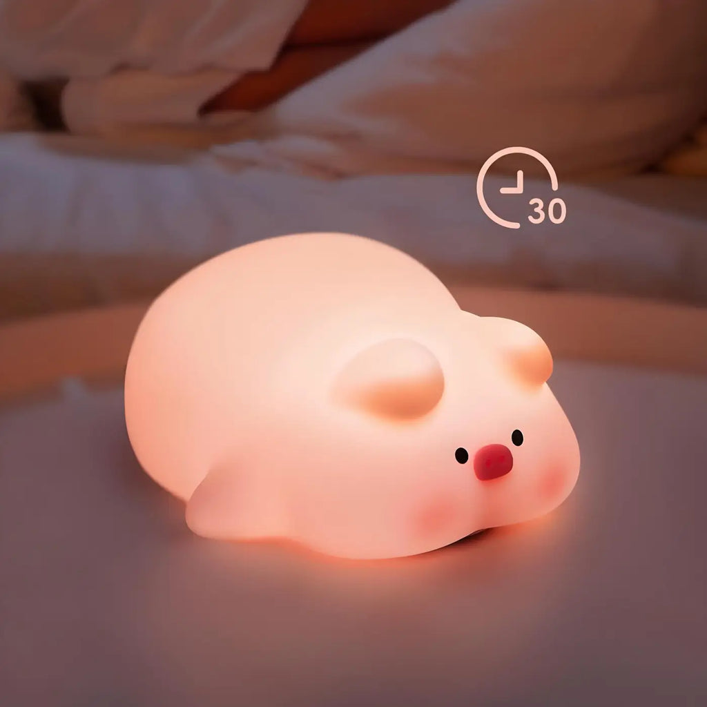 Veilleuse petit cochon tout rond, revêtement souple