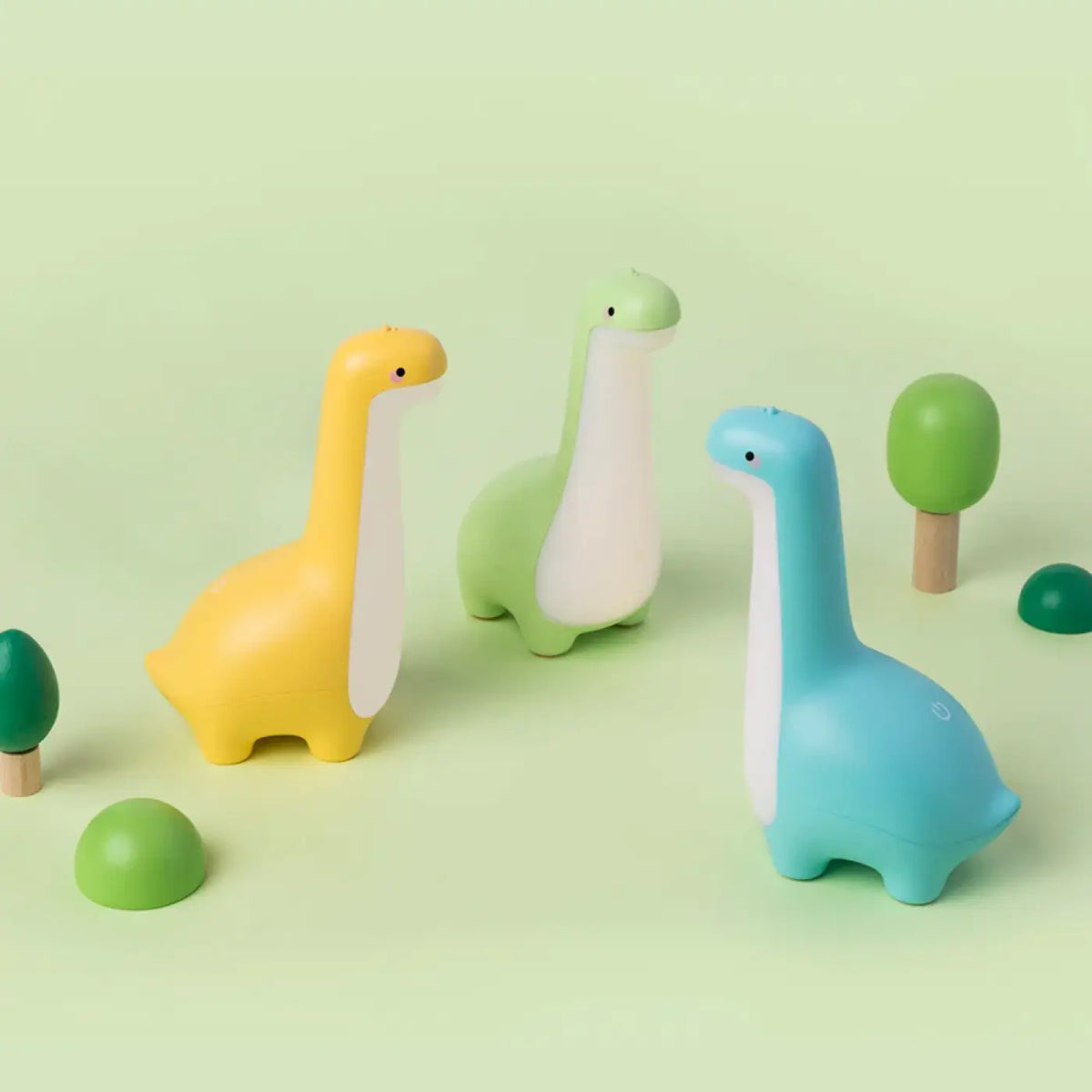 Veilleuse dinosaure rechargeable, bleue, verte ou jaune