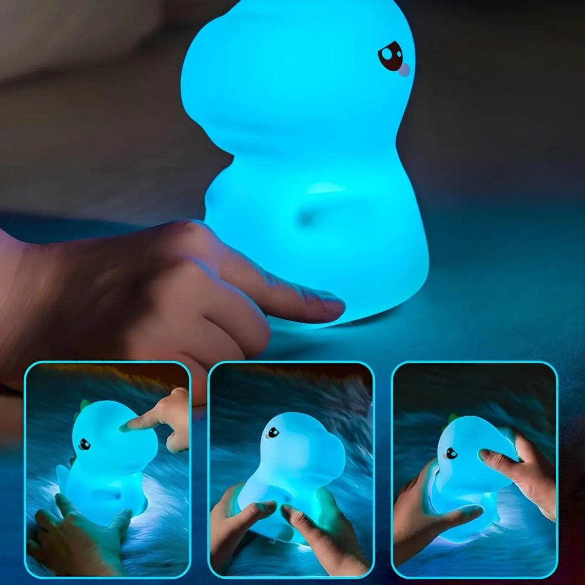 Veilleuse dinosaure en silicone, couleurs au choix, rechargeable