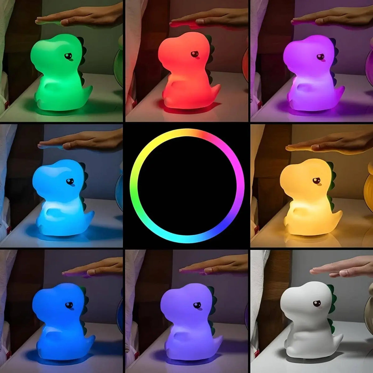 Veilleuse dinosaure en silicone, couleurs au choix, rechargeable