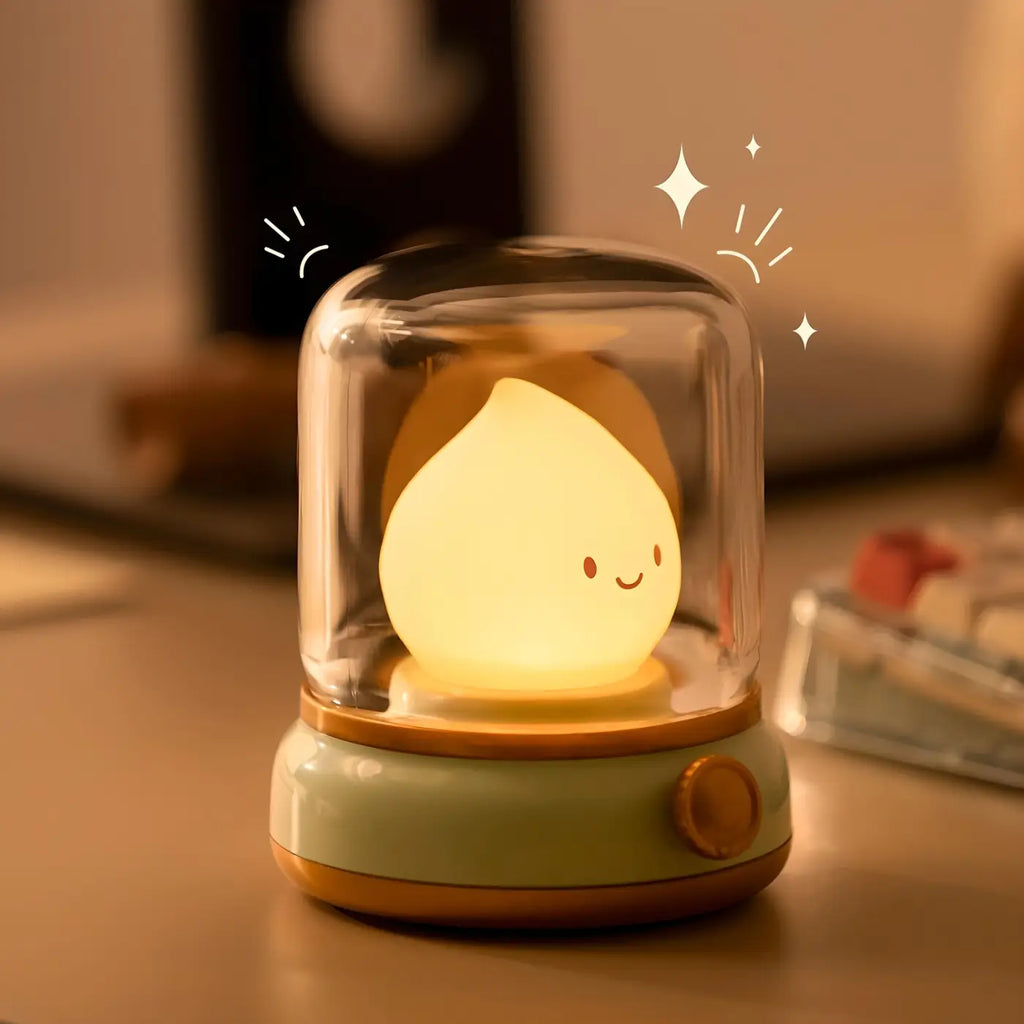 Veilleuse à lueur façon flamme, courbes douces, rechargeable