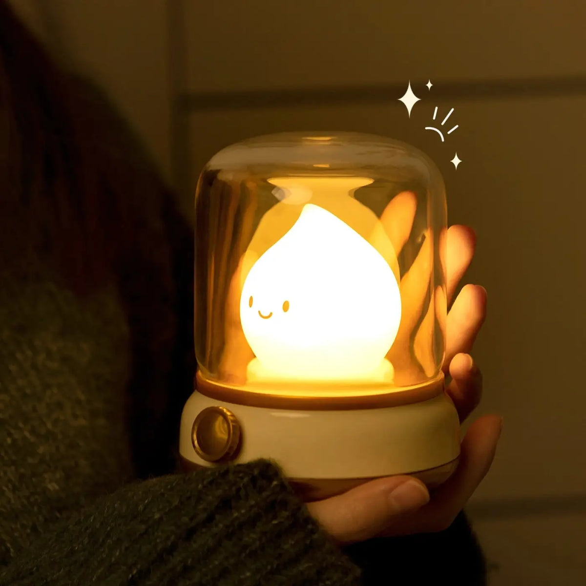 Veilleuse à lueur façon flamme, courbes douces, rechargeable