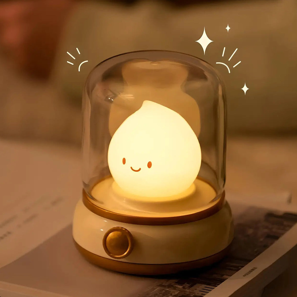 Veilleuse à lueur façon flamme, courbes douces, rechargeable
