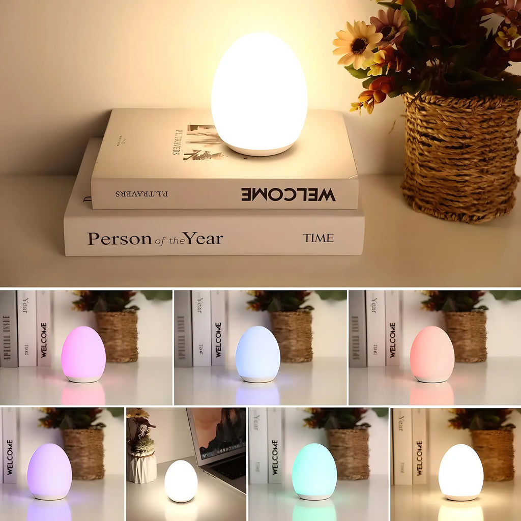 Veilleuse en forme d'œuf rechargeable, plusieurs couleurs