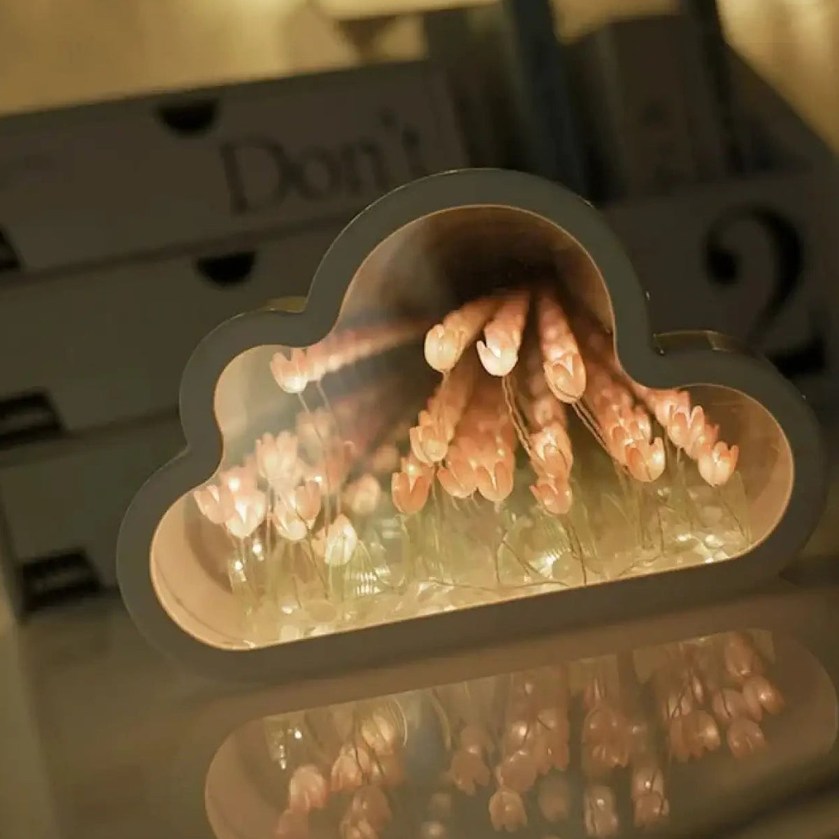 Veilleuse nuage à fleurs lumineuses, rose, violet ou vert