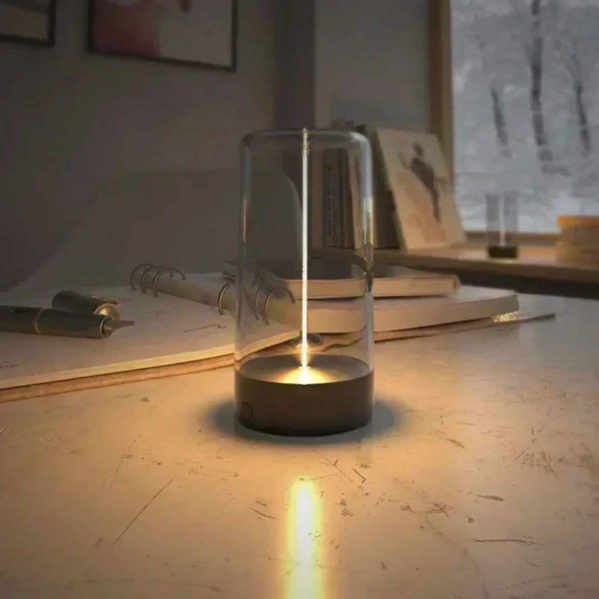 Veilleuse en verre épurée, beige, blanc ou vert