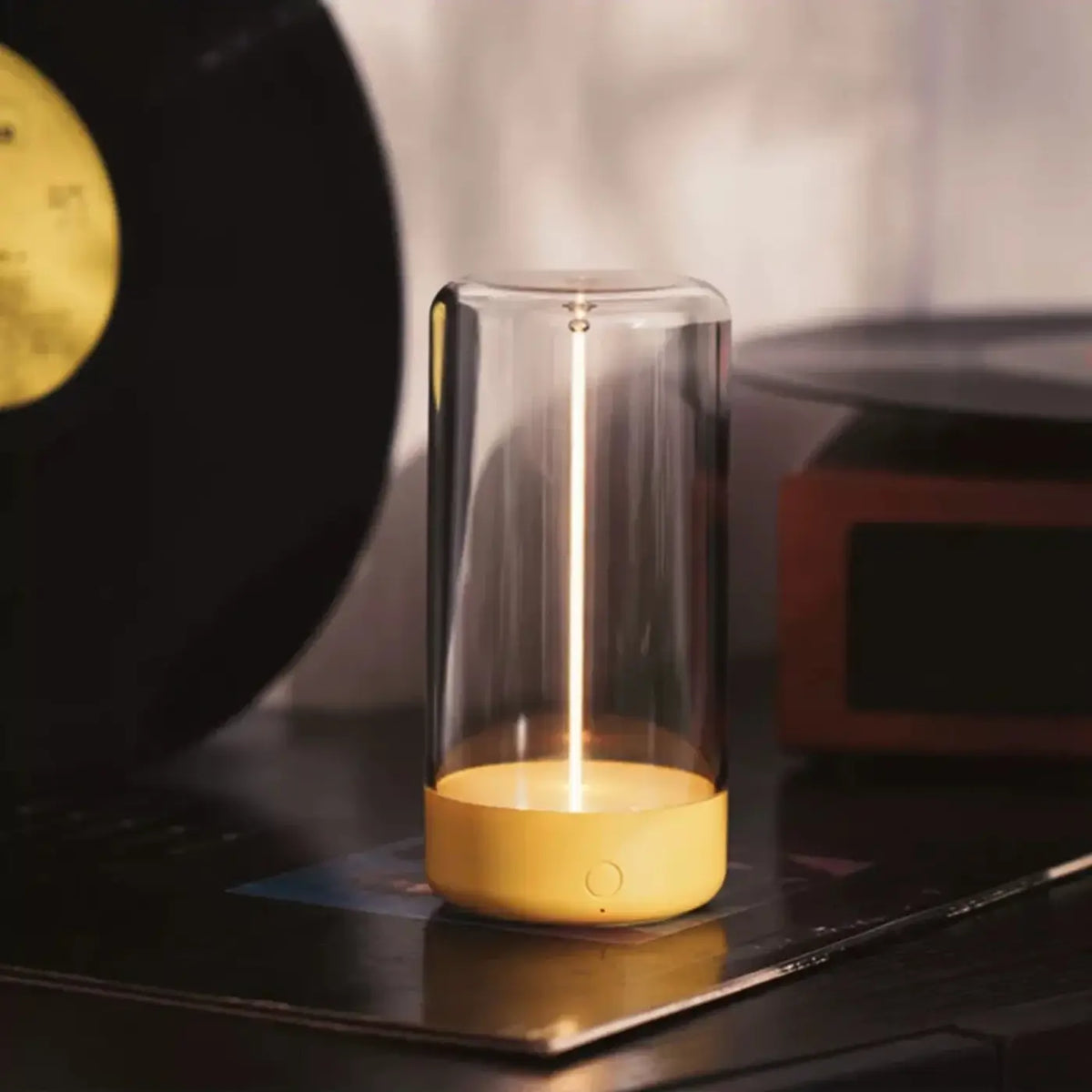 Veilleuse en verre épurée, beige, blanc ou vert, beige