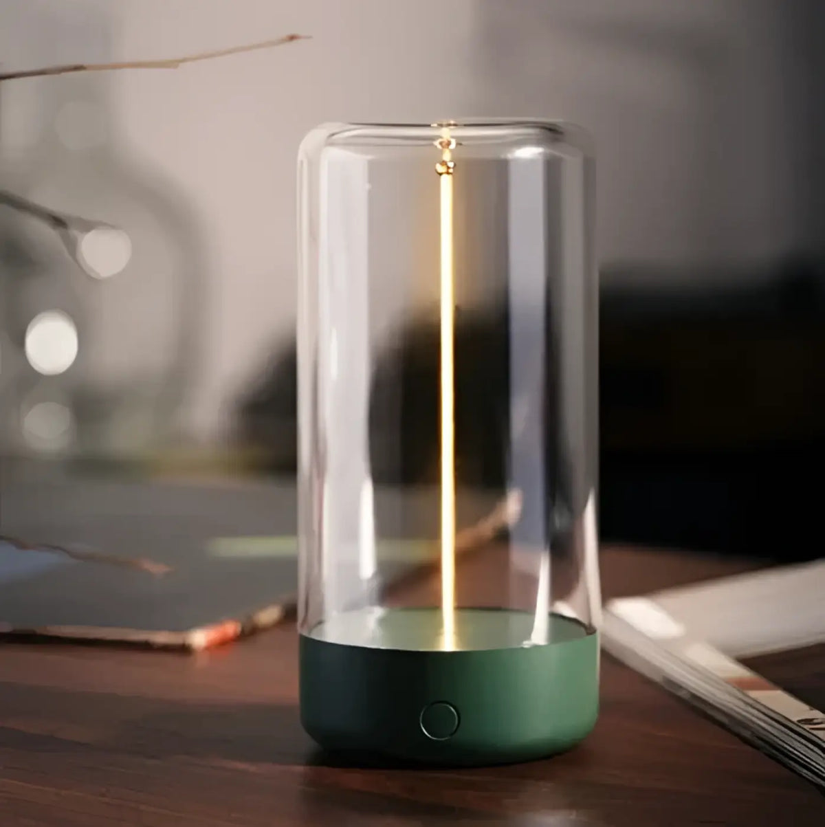 Veilleuse en verre épurée, beige, blanc ou vert, vert