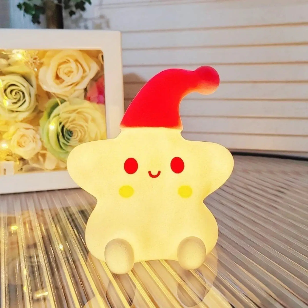Veilleuse étoile avec bonnet pour enfant, rouge ou jaune, rouge