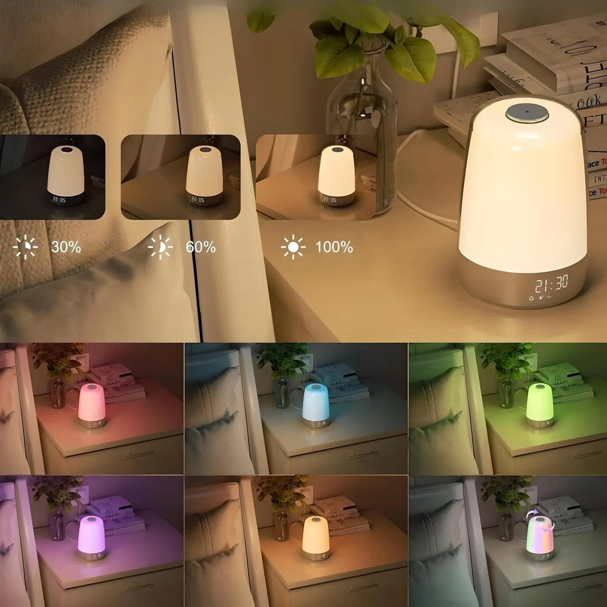 Veilleuse réveil lumineux, lumière progressive et colorée