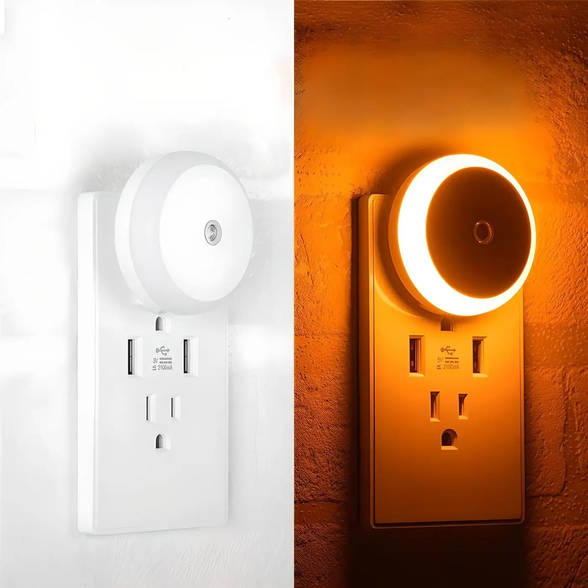 Veilleuse LED compacte à lumière chaude, style épuré