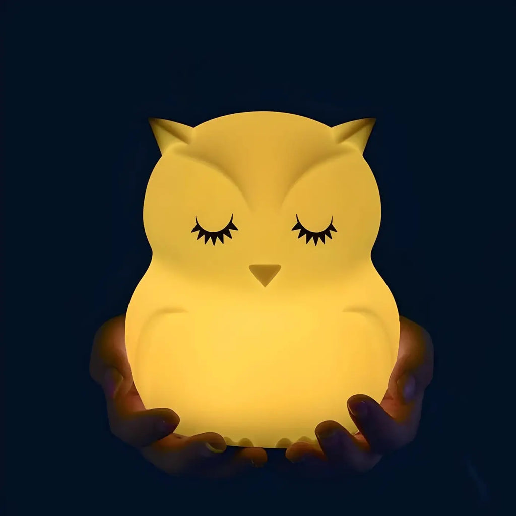 Veilleuse hibou en silicone doux, lumière de couleurs variées