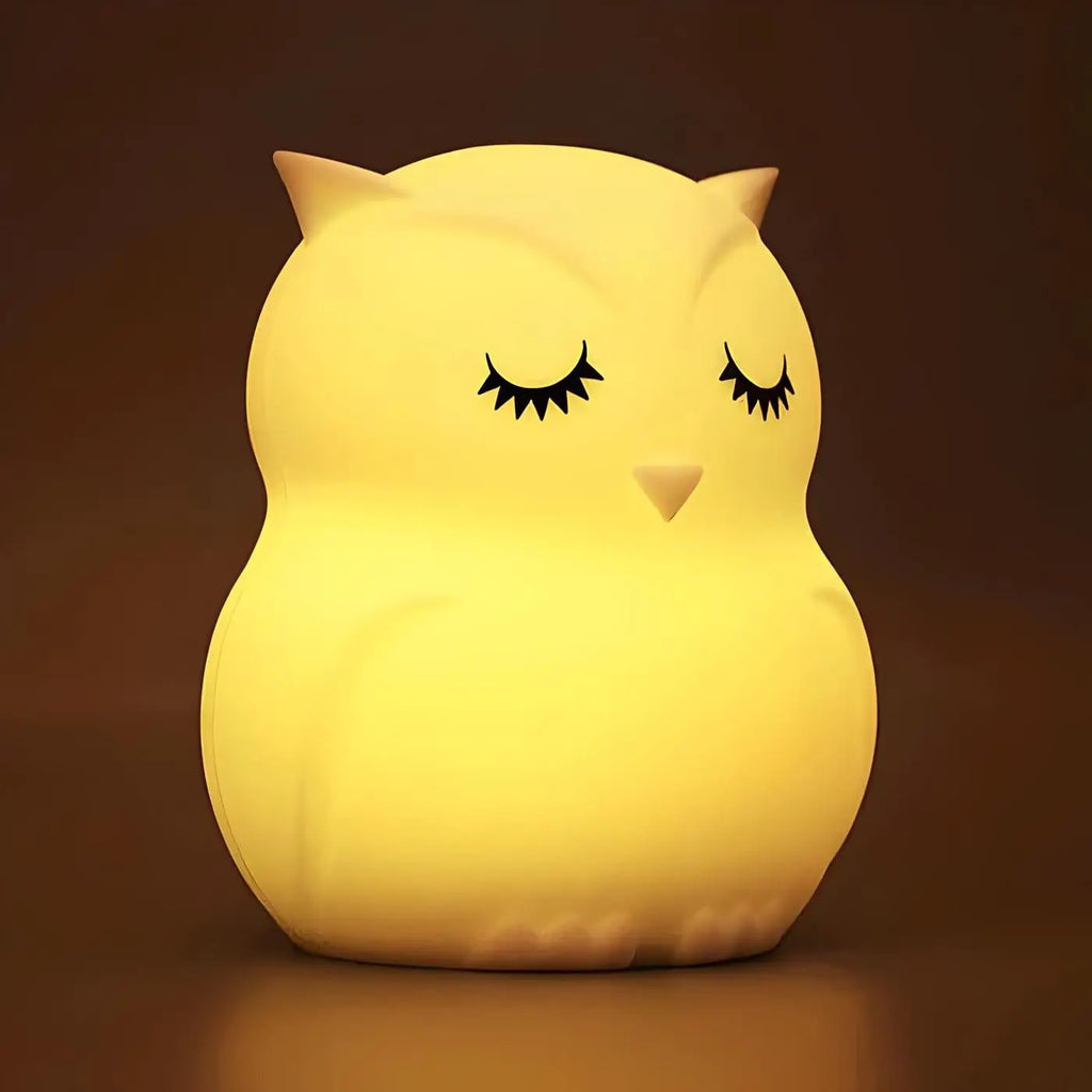 Veilleuse hibou en silicone doux, lumière de couleurs variées