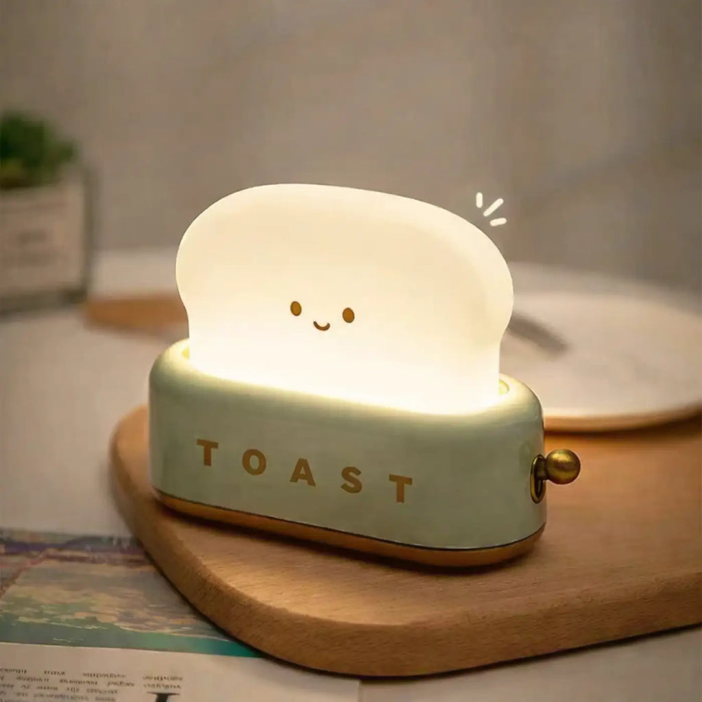 Veilleuse toast kawaii, verte ou rose