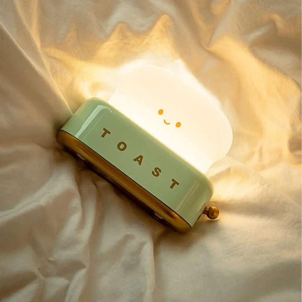 Veilleuse toast kawaii, verte ou rose, vert