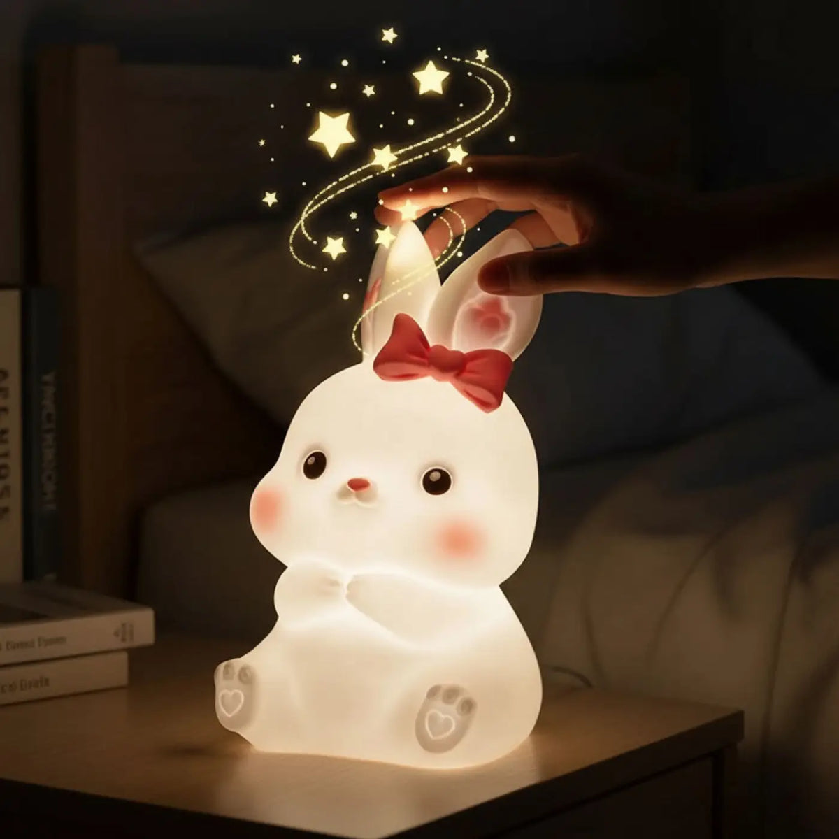Veilleuse lapin pour chambre de fille, déco douce et pastel