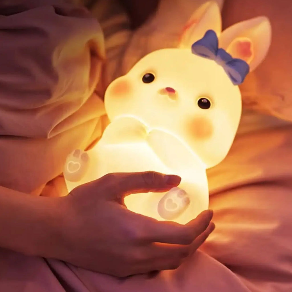 Veilleuse lapin pour chambre de fille, déco douce et pastel