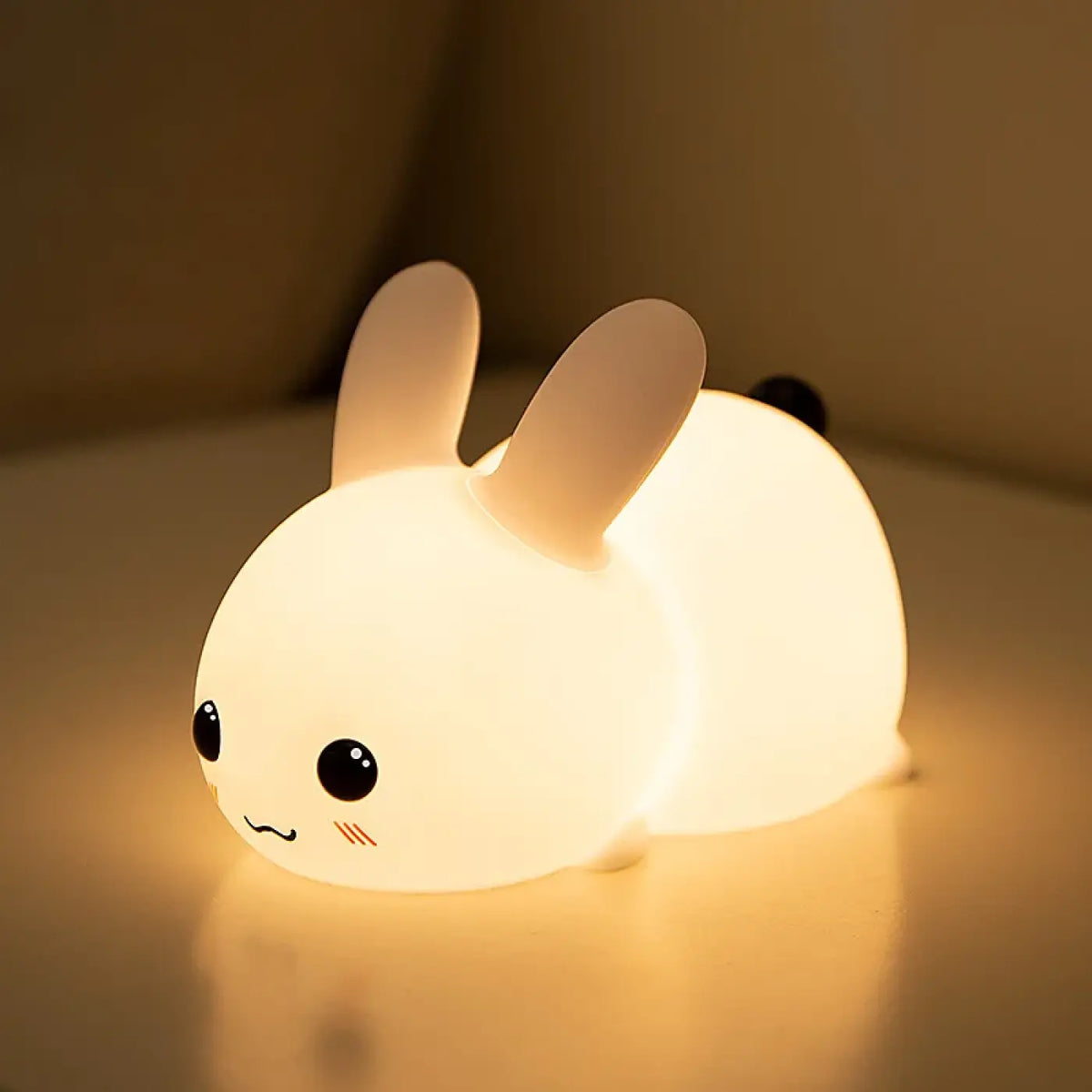 Veilleuse lapin en silicone, blanc chaud ou sept couleurs