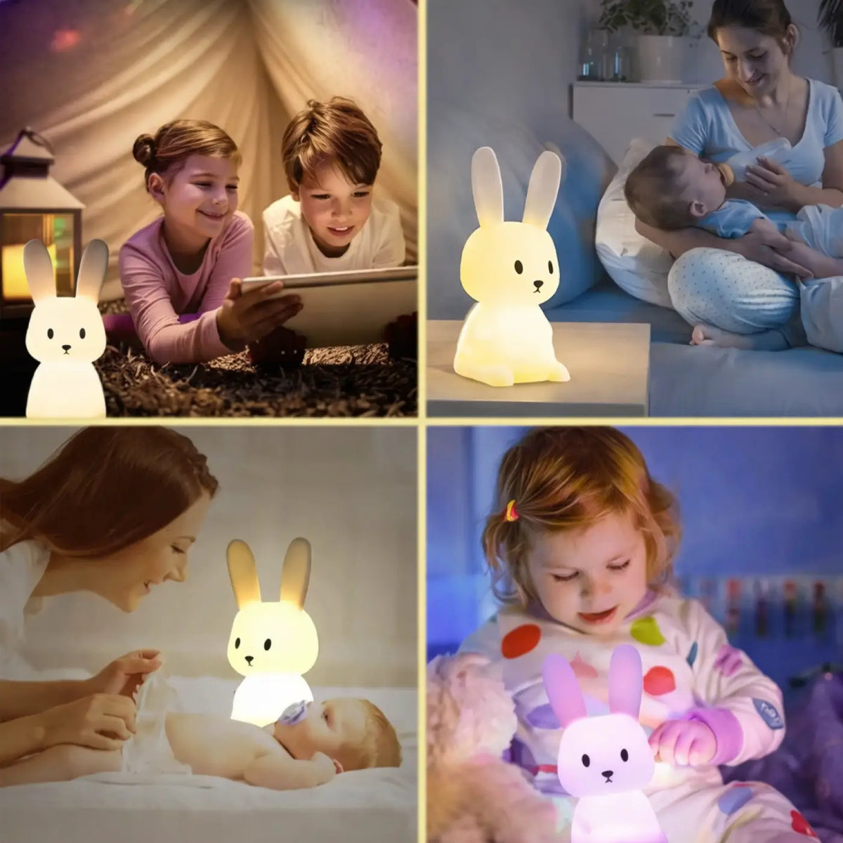 Veilleuse lapin à sept couleurs pour chambre d'enfant