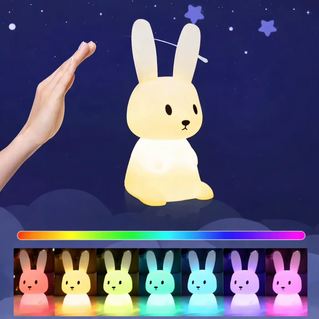 Veilleuse lapin à sept couleurs pour chambre d'enfant