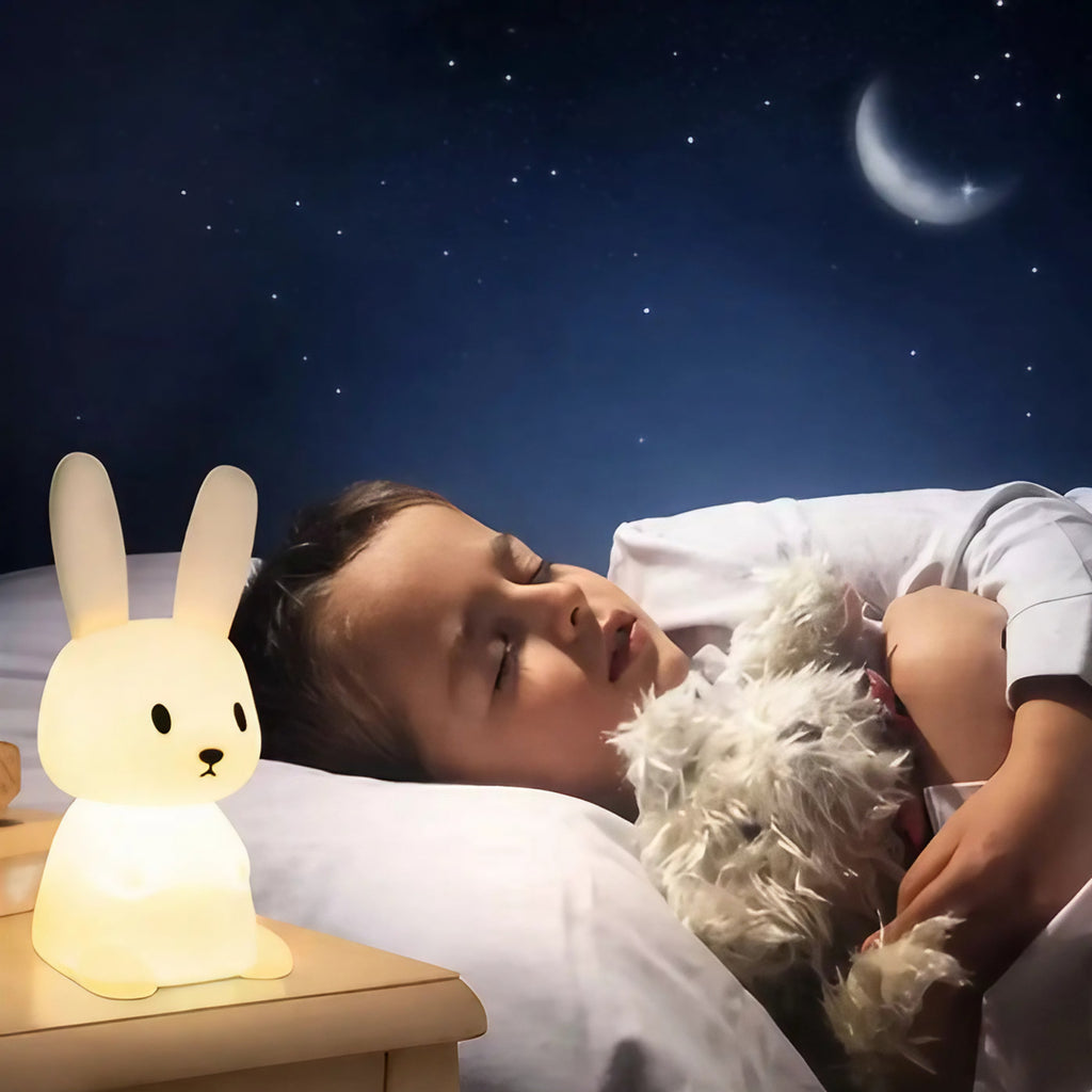 Veilleuse lapin à sept couleurs pour chambre d'enfant
