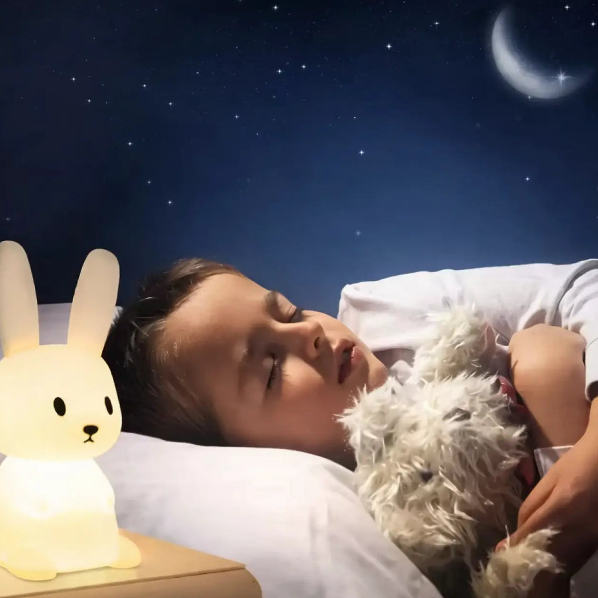 Veilleuse lapin à sept couleurs pour chambre d'enfant
