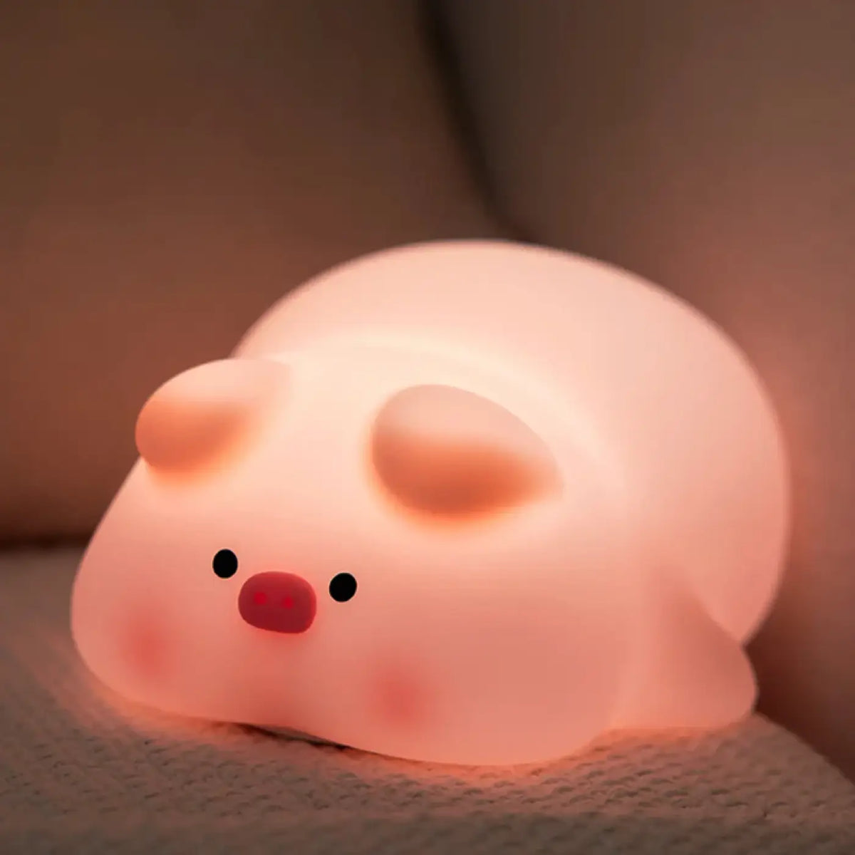 Veilleuse LED cochon en silicone, lumière douce