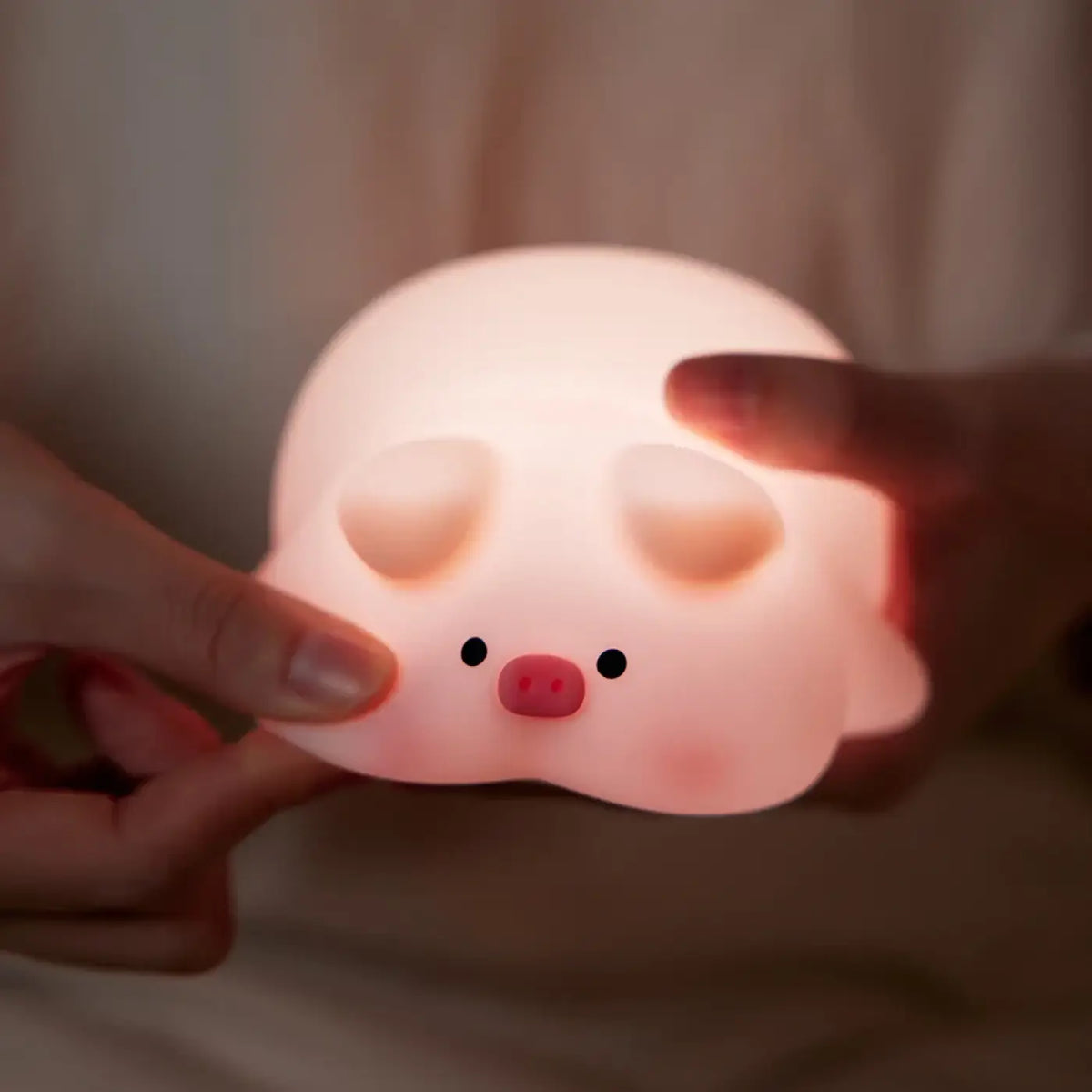 Veilleuse LED cochon en silicone, lumière douce