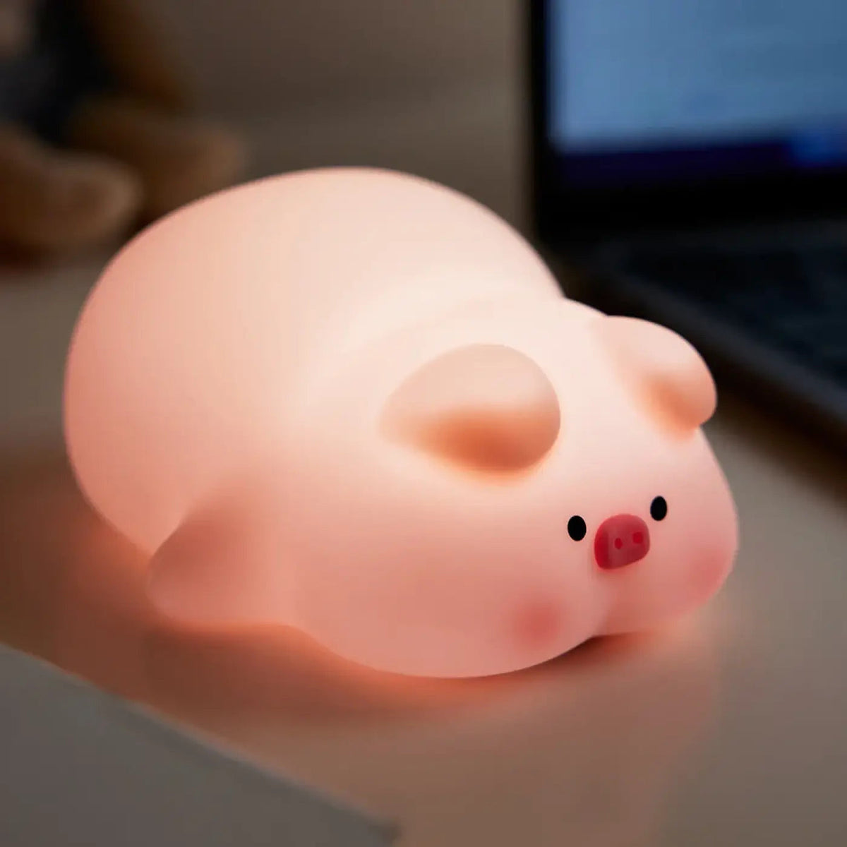 Veilleuse LED cochon en silicone, lumière douce