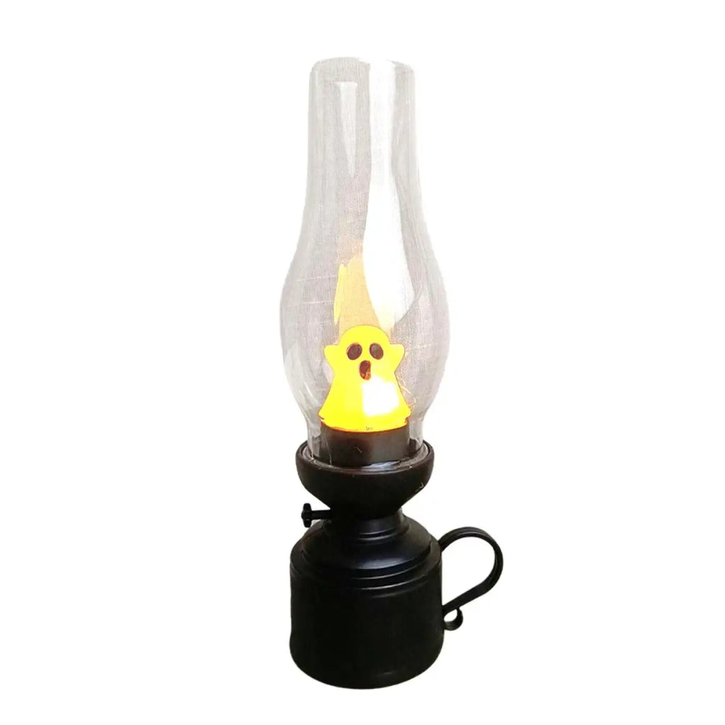 Veilleuse effet flamme façon lampe à pétrole, jaune ou rouge, jaune