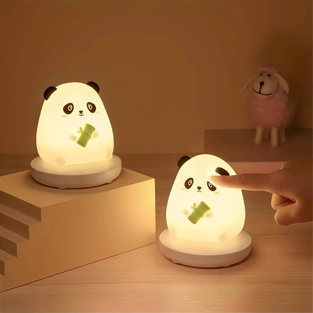 Veilleuse panda en silicone souple, rechargeable par USB