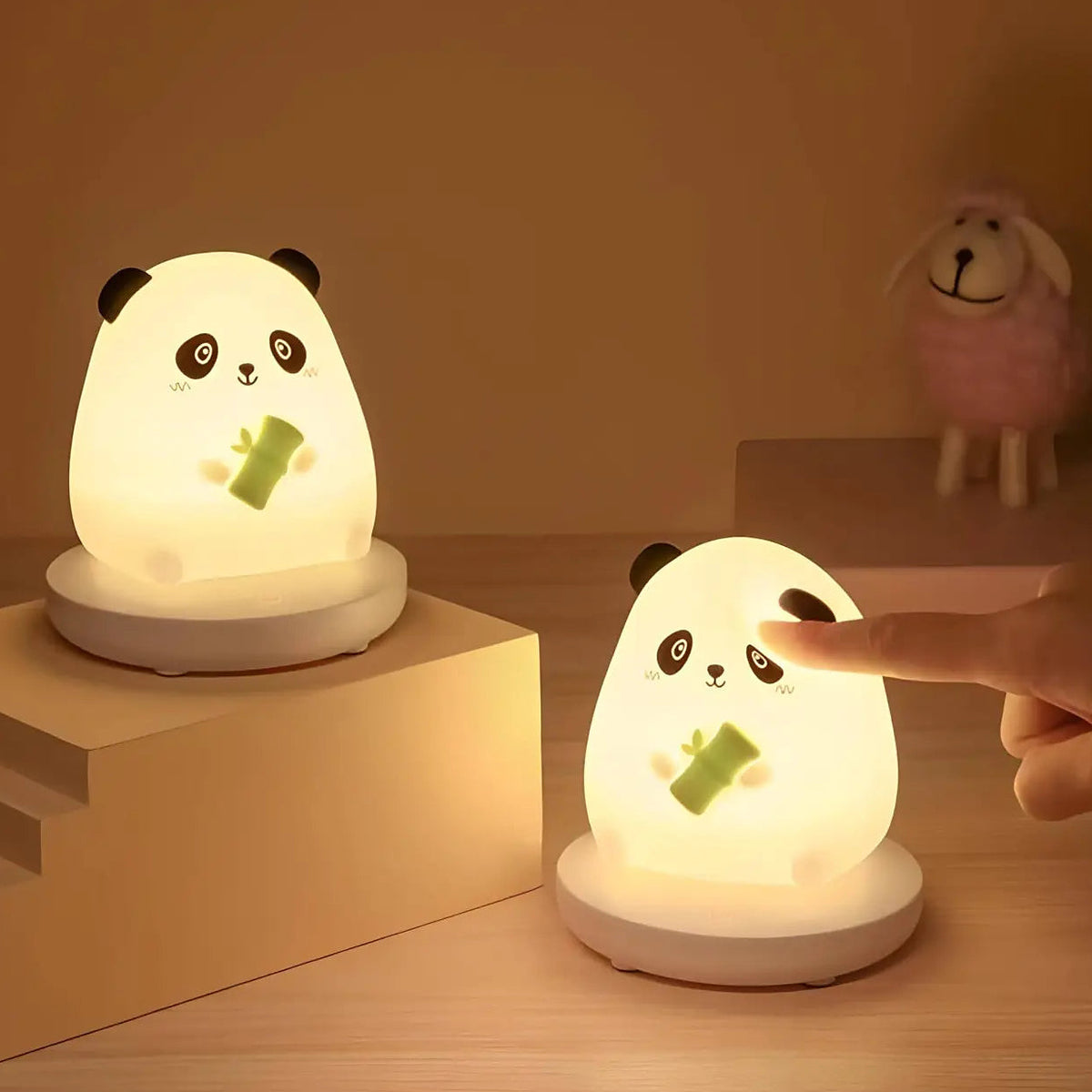 Veilleuse panda en silicone souple, rechargeable par USB